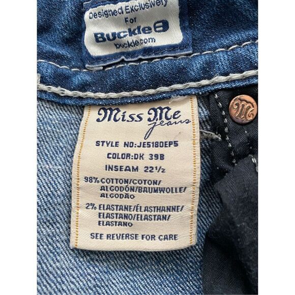 Miss Me Capri Jeans Cropped Distressed Rhinestone Flap Pockets Women’s Size 27 - Picture 7 of 7